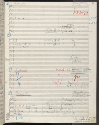 Strana 21 (fol. 11r) opisu autografní partitury (NK Praha, R 521)