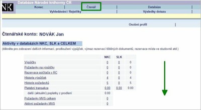 čtenářské konto - datum platnosti registrace