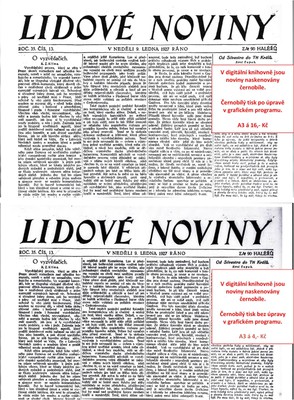 Kramerius - vzorek - čb tisk černobíle naskenovaných novin