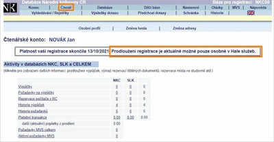 online prodloužení registrace - nelze
