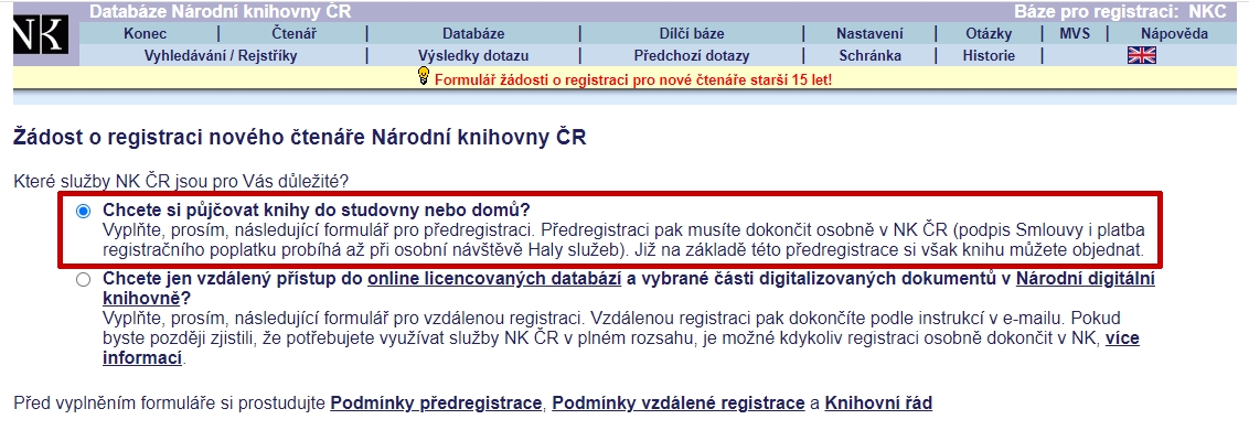 Předregistrace - formulář